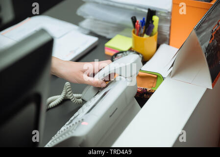 White office phone for work Stock Photo