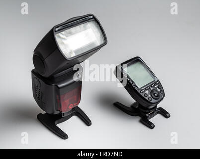 close up of a flash and trigger Stock Photo