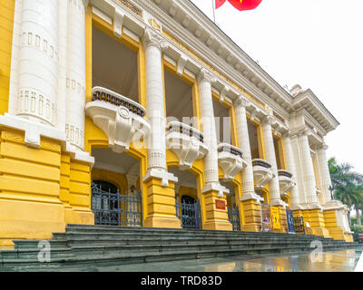 Hanoi opera house is a classic French architectural style where art shows on weekends are served for the people of Hanoi, Vietnam. Stock Photo