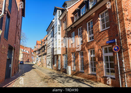 Luneburg, Germany - November 03, 2018: Street with Medieval old brick buildings Stock Photo