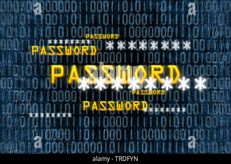 password and binary code on a display Stock Photo
