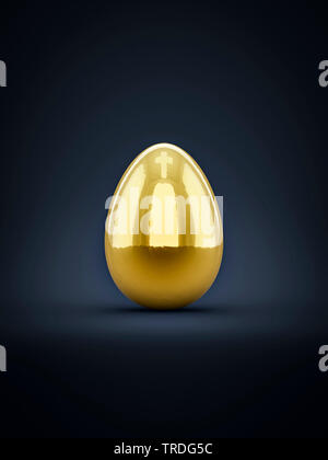 Ester card - Golden Easter egg against black background Stock Photo