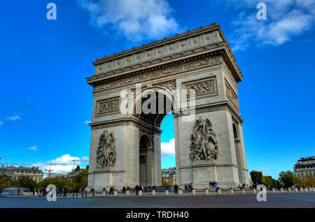 Arc de Triomphe at the end of the Champs-Elysees, France, Paris Stock Photo