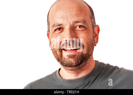 bearded sympathetic man in front of white background, Germany Stock Photo