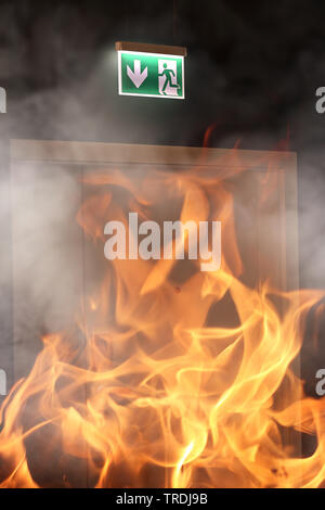 fire in the building and office space Stock Photo