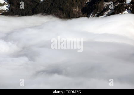 fog in a valley, Zillertal, Hochfuegen, Austria, Tyrol, Zillertal Stock Photo
