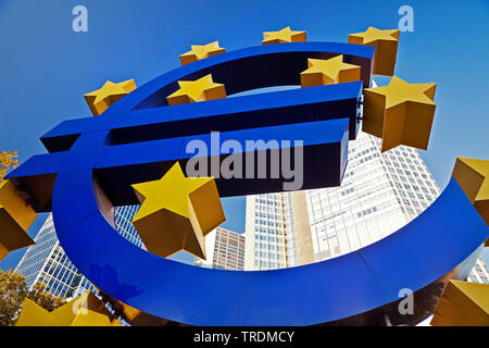 euro light sculpture, Germany, Hesse, Frankfurt am Main Stock Photo