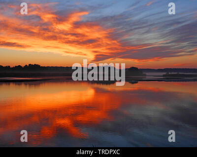 sunrise over a lake in Lusatia, Germany, Oberlausitz, Upper Spree Stock Photo