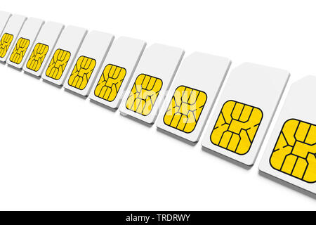 row of sim cards, computer graphic Stock Photo