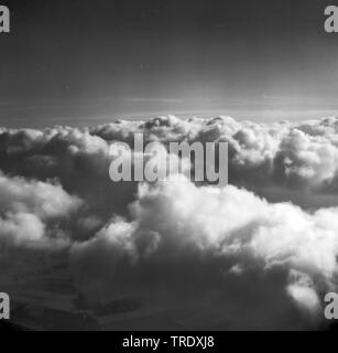 view over the clouds, aerial picture from the year 1960, Germany Stock Photo