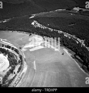 Danube Sinkhole between Immendingen und Moehringen, aerial photo from the year 1961, Germany, Bavaria, Naturpark Obere Donau Stock Photo