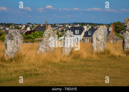 alignment of Lagatjar near Camaret-sur-Mer, France, Brittany Stock Photo