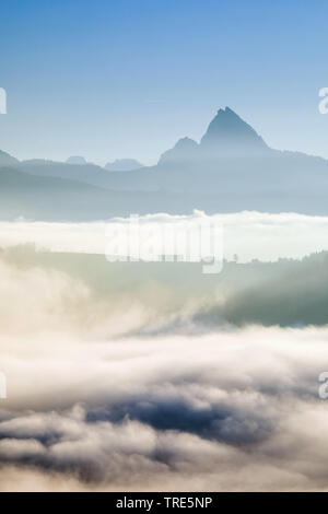 View onto the Mythen from Ratenpass, Switzerland Stock Photo