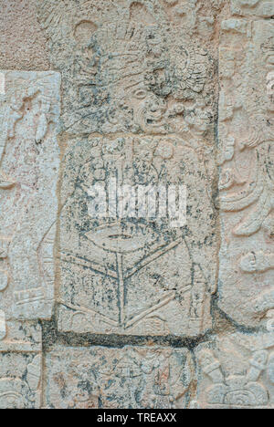 Stone engraving depicting a Mayan warrior, in the archaeological area of Chichen Itza, on the Yucatan peninsula Stock Photo