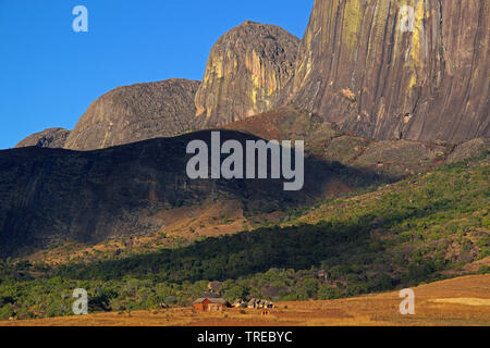 landscape near Tsaranoro, village Bethsileo, Madagascar, Tsaranoro Stock Photo