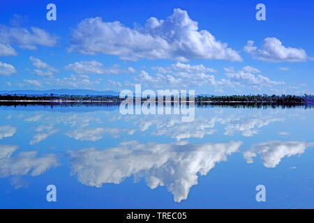 mirroring of the clouds on the Canal des Pangalanes , Madagascar Stock Photo