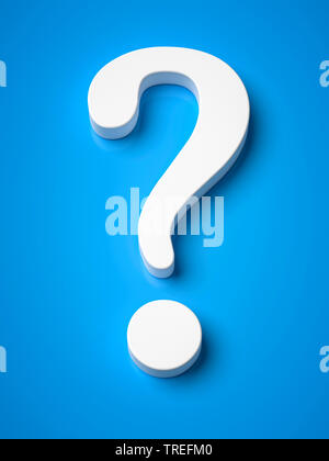 3D computer graphic, question mark against blue background Stock Photo