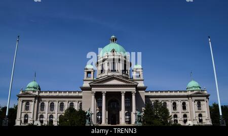 National Assembly of the Republic of Serbia, Parliament building exterior, Belgrade. May 2019. Stock Photo