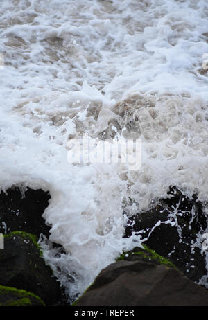 Waves Crashing Rocks Stock Photo