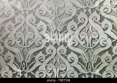 Gray and white graphic resource, repetitive arabesque steampunk art deco pattern Stock Photo