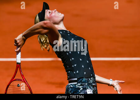 Donna Vekic from Croatia during the 2019 French Open Grand Slam tennis tournament in Roland Garros, Paris, France. Stock Photo