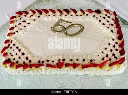 50 years celebration party cake detail Stock Photo