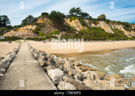 Stone Groynes on Branksome Dene Chine beach near Bournemouth in Dorest, England, UK. Stock Photo