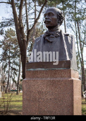 CHISINAU, MOLDOVA-MARCH 21, 2019:  Vasile Alecsandri bust by Lazar Dubinovschi in the Alley of Classics Stock Photo