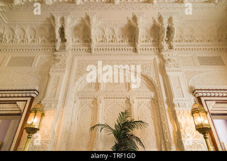 Plasterwork designs on the wall of the Durbar Room at Osborne House on the Isle of Wight. UK. The Durbar Room was built by Queen Victoria after the death of her husband, Prince Albert. (99) Stock Photo