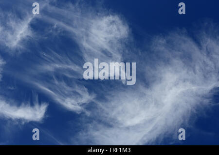 Cirrus clouds high in the blue sky Stock Photo