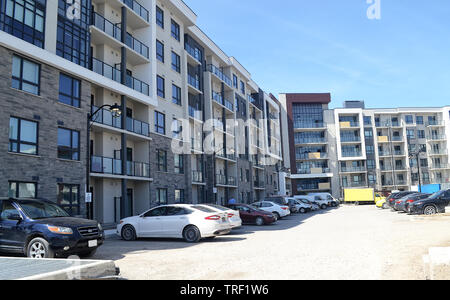 The construction site of a new 6 story condominium building on the outskirt of Hamilton, Canada Stock Photo