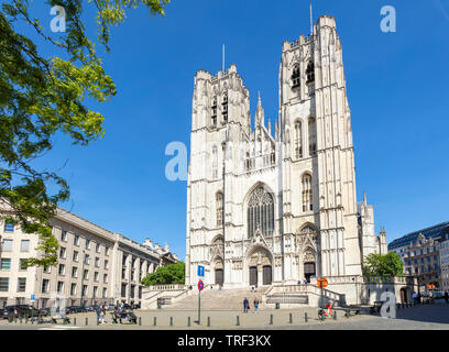 Brussels cathedral of St Michael and St Gudula Cathedral, Brussels, Belgium,EU, Europe Stock Photo