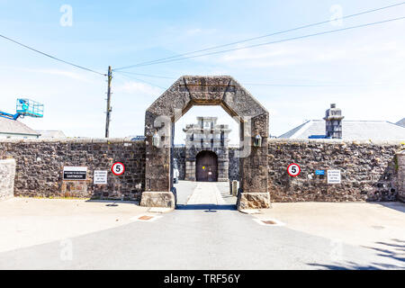 Princetown prison entrance, Dartmoor national park, HM Prison Dartmoor, Category C men's prison, Dartmoor, HMP Dartmoor, Devon, prison, prisons, UK, Stock Photo