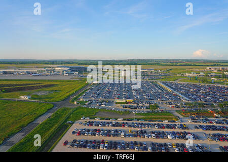 BUDAPEST, HUNGARY -25 MAY 2019- View of the Budapest Ferenc Liszt International Airport (BUD), formerly known as Budapest Ferihegy International Airpo Stock Photo