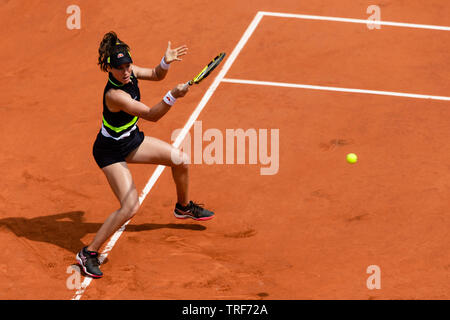 Paris, France. 4th June, 2019. Johanna Kontag from Great Britain during her 4th rd victory at the 2019 French Open Grand Slam tennis tournament in Roland Garros, Paris, France. Frank Molter/Alamy Live news Stock Photo