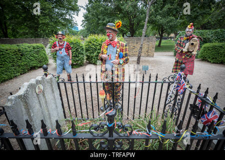 Annual Joseph Grimaldi Clown Memorial Day gathering at his grave in north London, UK. Stock Photo