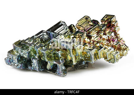 bismuth crystal isolated on white background Stock Photo