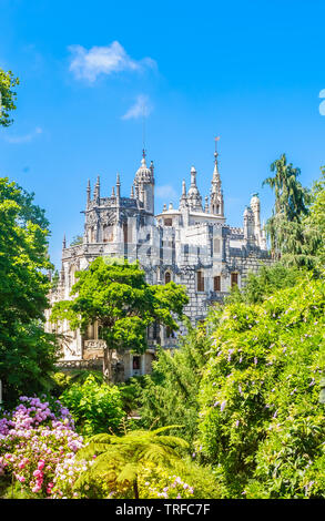 View on the Palace in Quinta da Regaleira. Sintra, Portugal Stock Photo