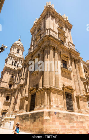 Malaga cathedral showing the unfinished bell tower Stock Photo