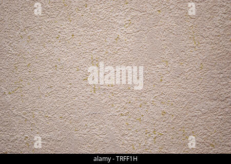 Stucco texture of stone wall in the room. The texture of a light beige stone with a rough surface. Background with space Stock Photo