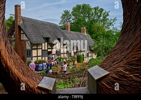 Anne Hathaway's cottage in Shottery, Stratford upon Avon, is a medieval half timbered building and home of William Shakespeare's wife. Stock Photo