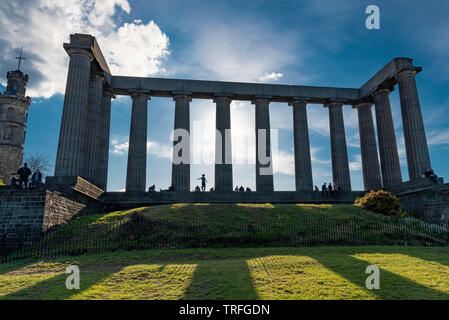 Pillars of the National Monument of Scotland, Calton Hill, Edinburgh Stock Photo