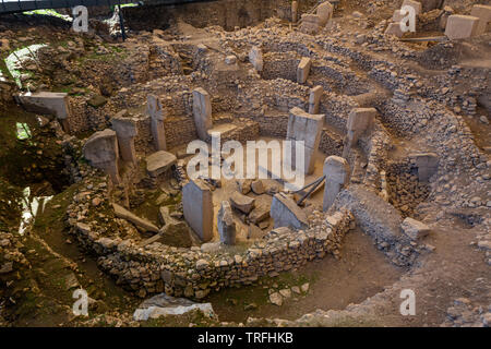 Gobekli Tepe Turkish for 'Potbelly Hill', is an archaeological site in the Southeastern Anatolia. 12 thousand years ago. Gobeklitepe archaeological si Stock Photo