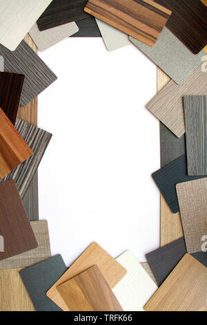 Background or concept of multi-colored cards in gray and brown tones and different textures isolate on a white background, copy space Stock Photo