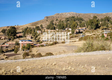 Amantani island landscape, Lake Titicaca, Peru Stock Photo