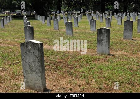 Confederate Tombstones in the Friendship Cemetery, Columbus, Mississippi. Stock Photo