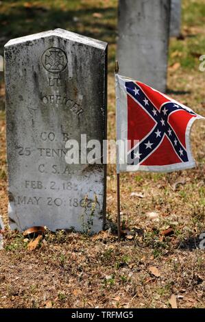 Confederate Tombstones in the Friendship Cemetery, Columbus, Mississippi. Stock Photo