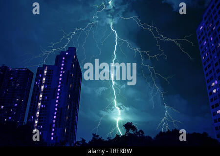 Incredible Real Lightning Striking the Night Sky in Mystique Blue