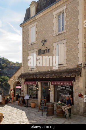 Rocamadour, France - September 3, 2018: Pilgrimage town of Rocamadour, Episcopal city and sanctuary of the Blessed Virgin Mary, Lot, Midi-Pyrenees, Fr Stock Photo