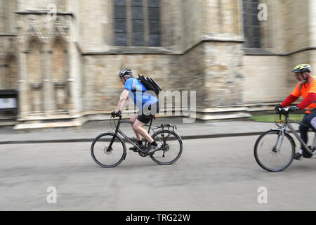 Cyclist, York City Centre. Stock Photo